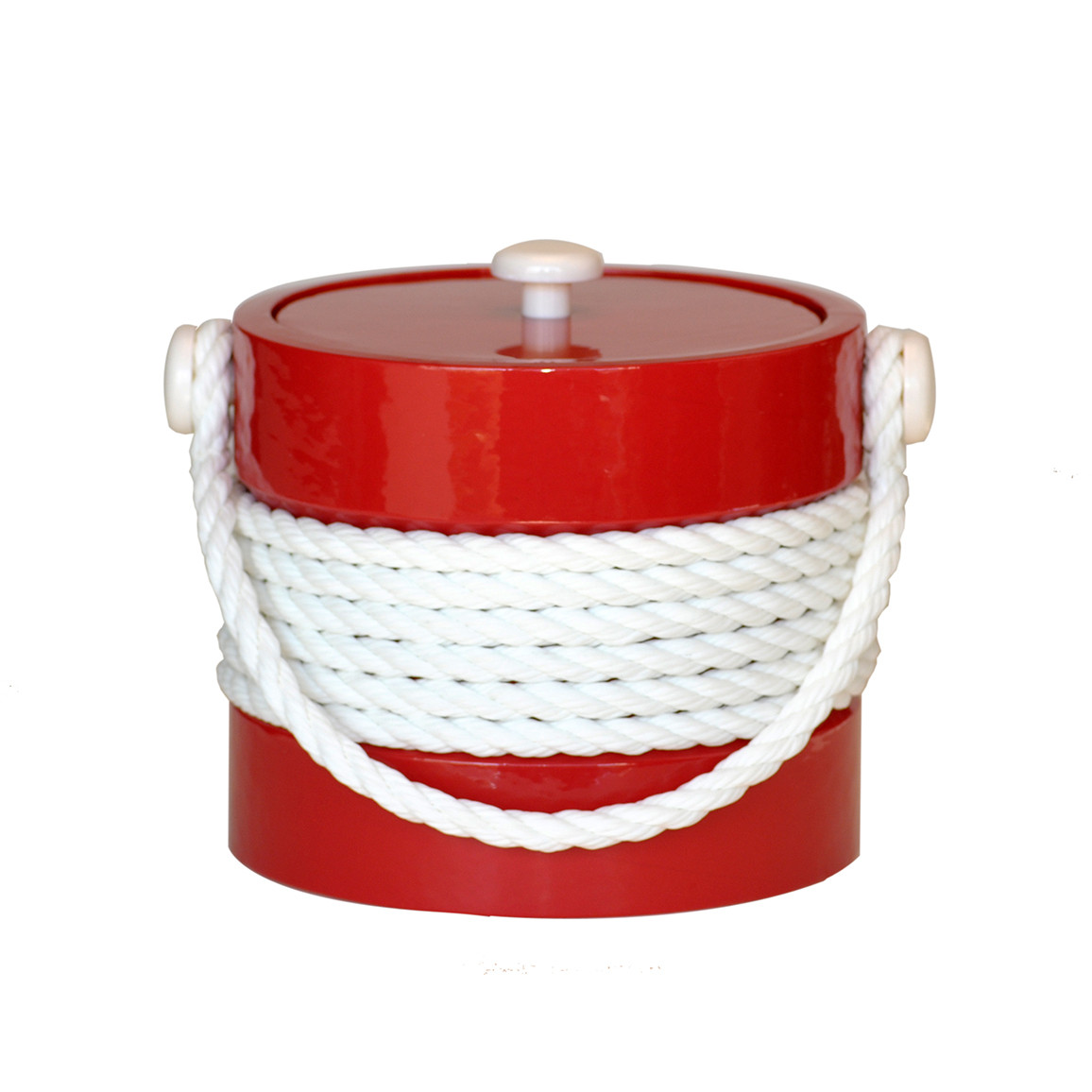Red Ice Bucket with White Center Rope