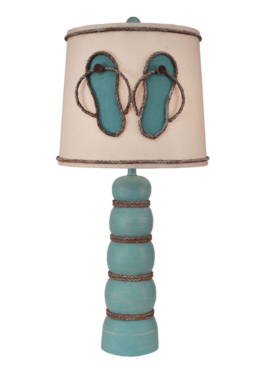 Weathered Turquoise Table Lamp with Flip Flop Shade