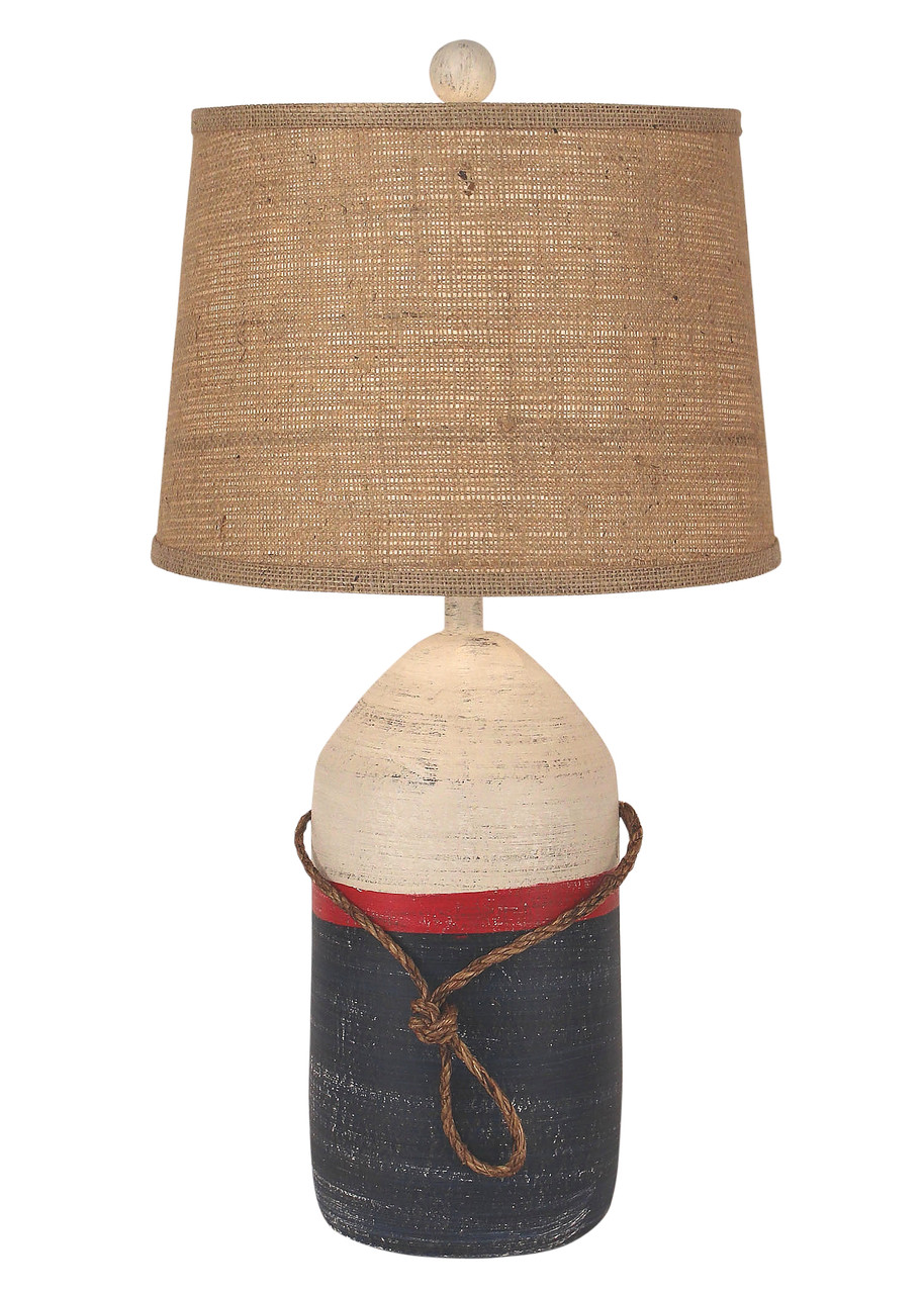 Large Buoy Table Lamp with Rope Accent