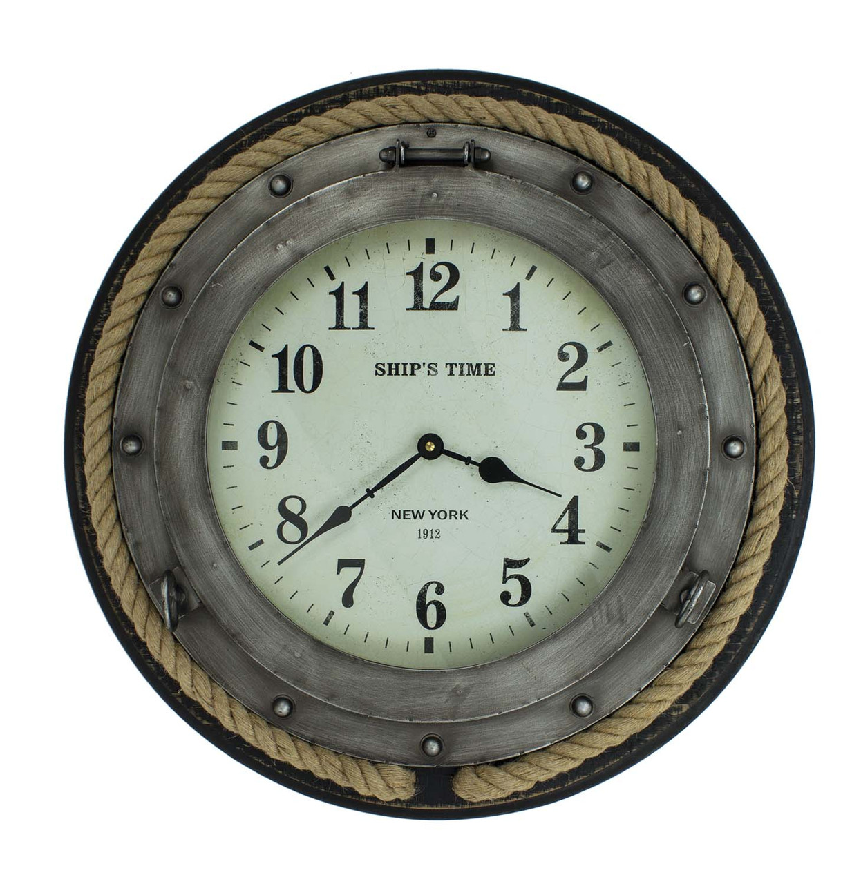 Grey Porthole Clock 24 Dia.