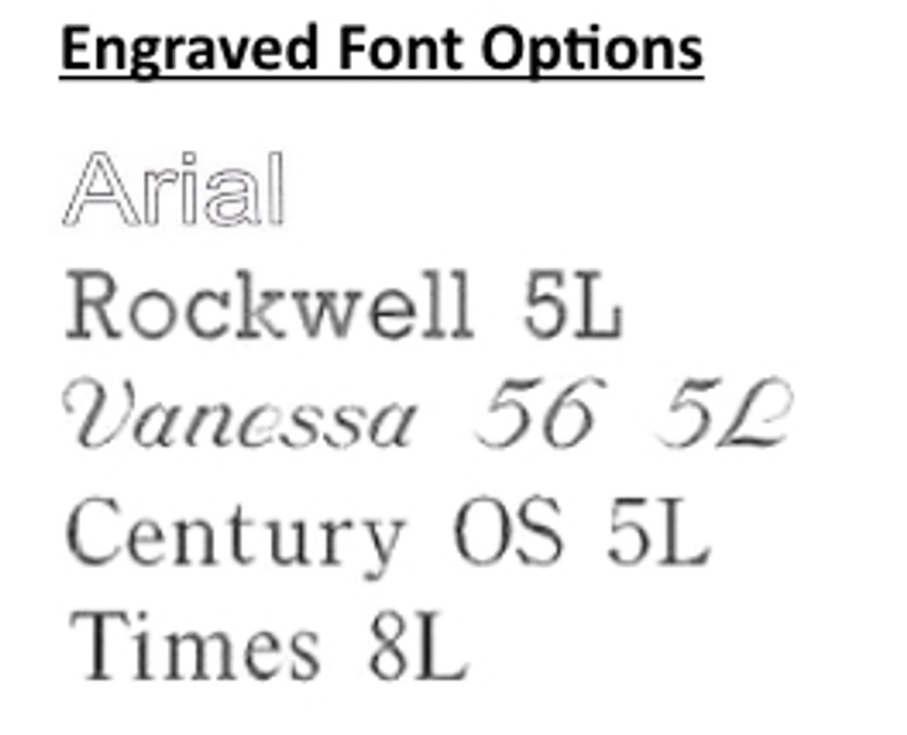Engraved Font Choices