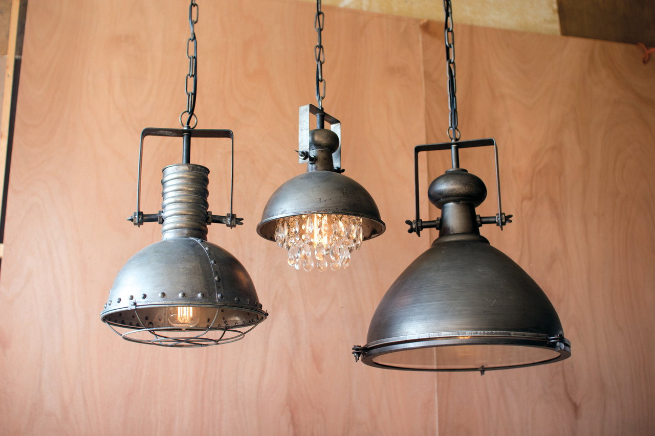 Metal Warehouse Pendant with Glass Cover