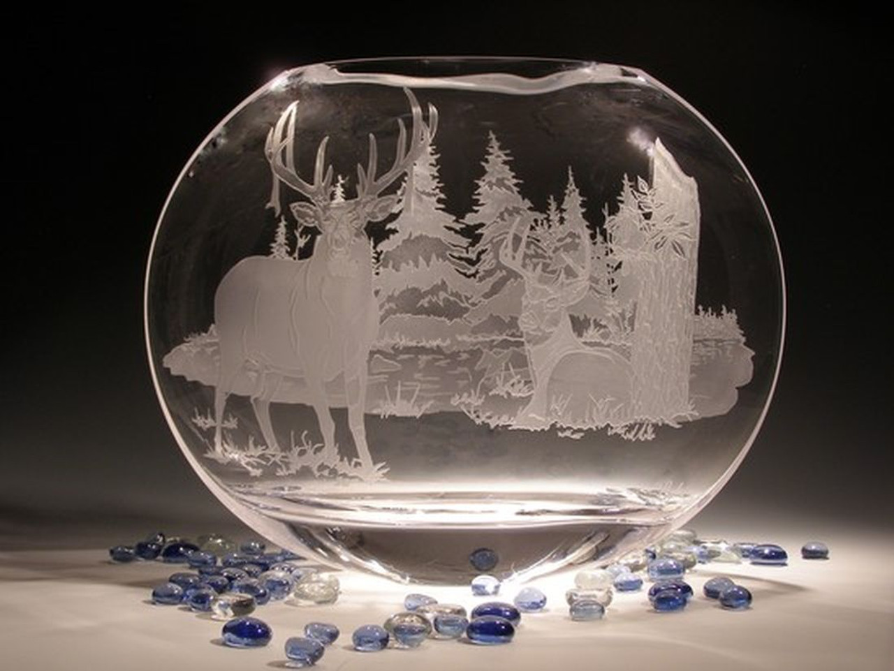 Hand Carved Crystal Neo Oval Vase 9 X 10 Personalized