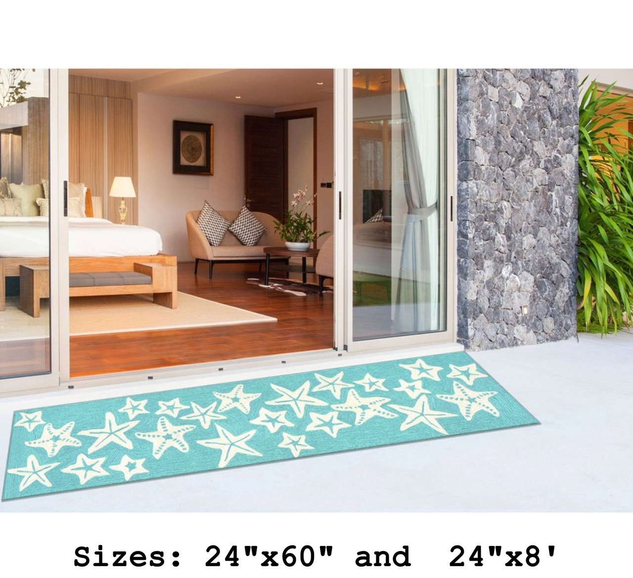 Capri Starfish Indoor/Outdoor Rug Aqua 7 Sizes