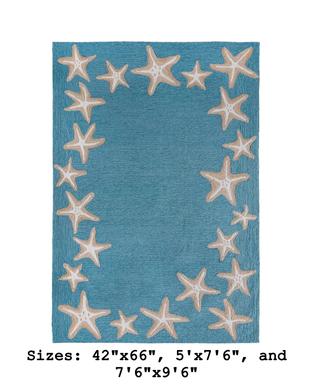 Capri Starfish Border Indoor/Outdoor Rug - Aqua - 7 Sizes