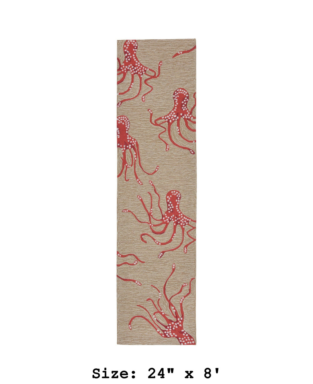 Capri Octopus Indoor/Outdoor Rug - Coral - 5 Sizes