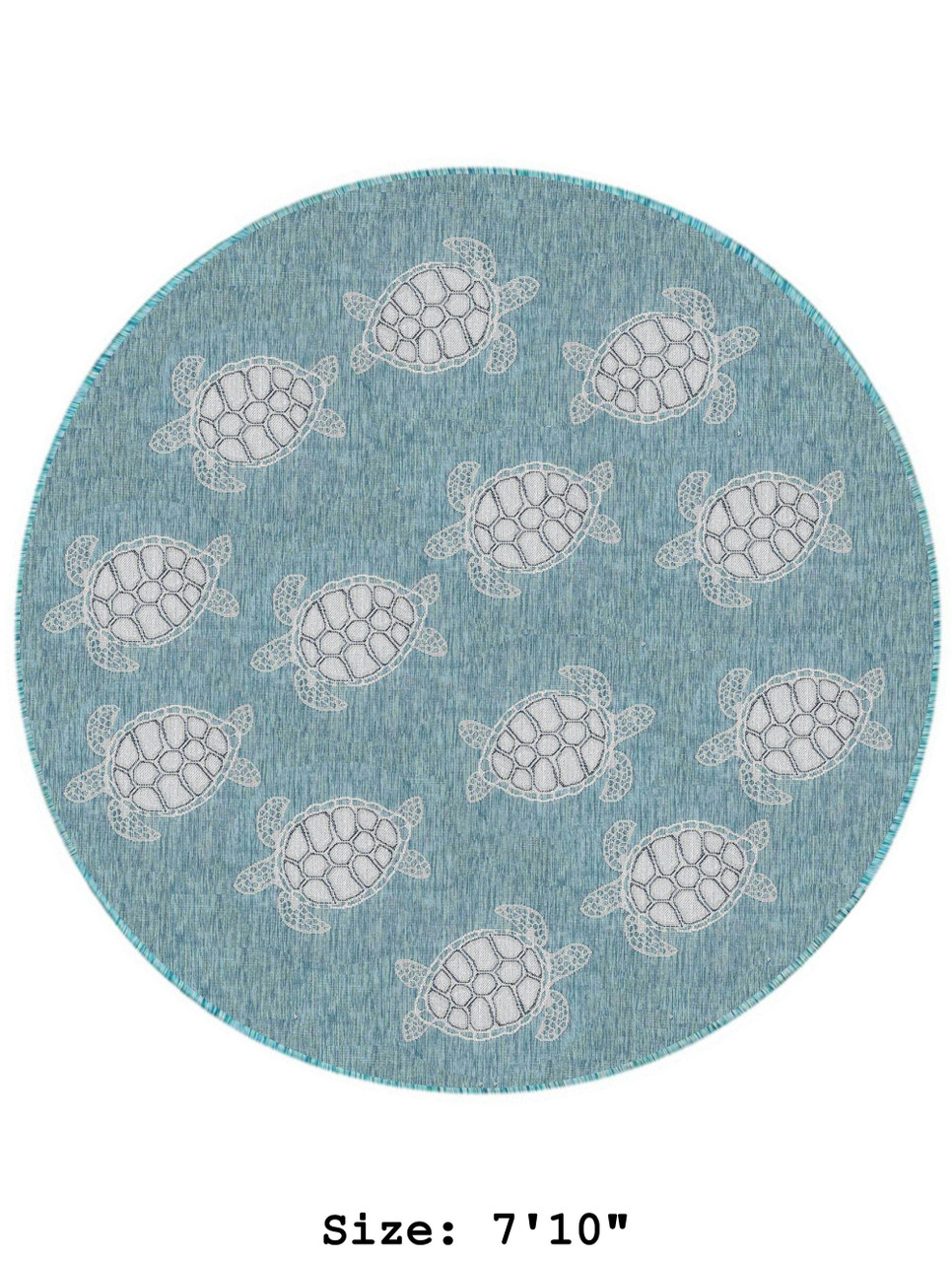 Aqua Carmel Sea Turtles Indoor/Outdoor Rug - Round