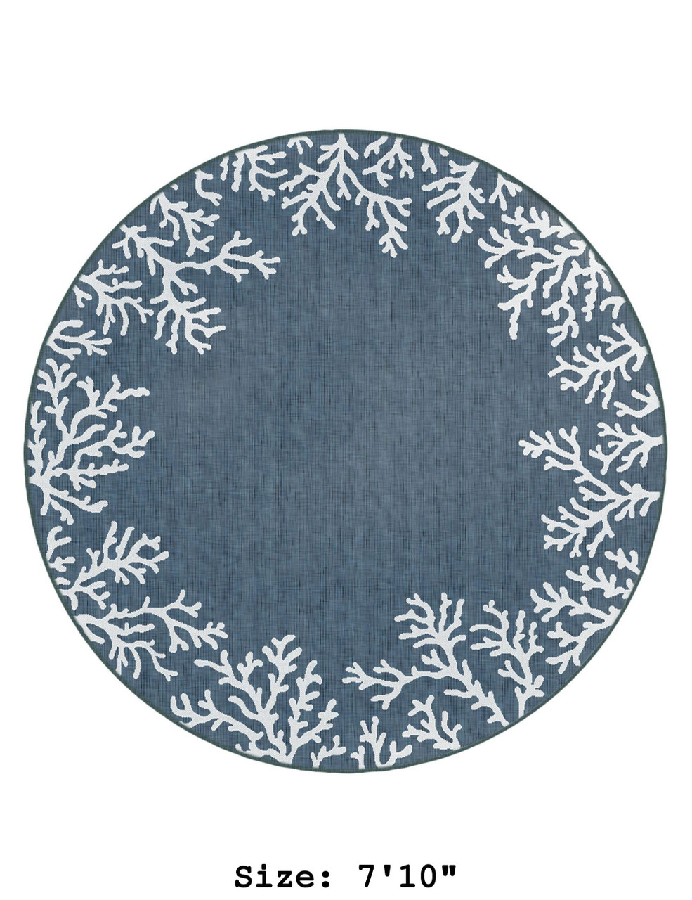 Aqua Carmel Coral Border Indoor/Outdoor Rug - Round