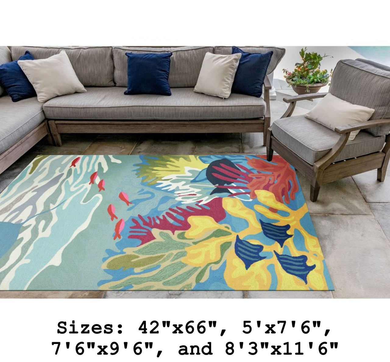 Ravella Underwater View Indoor/Outdoor Rug - Large Rectangle Lifestyle