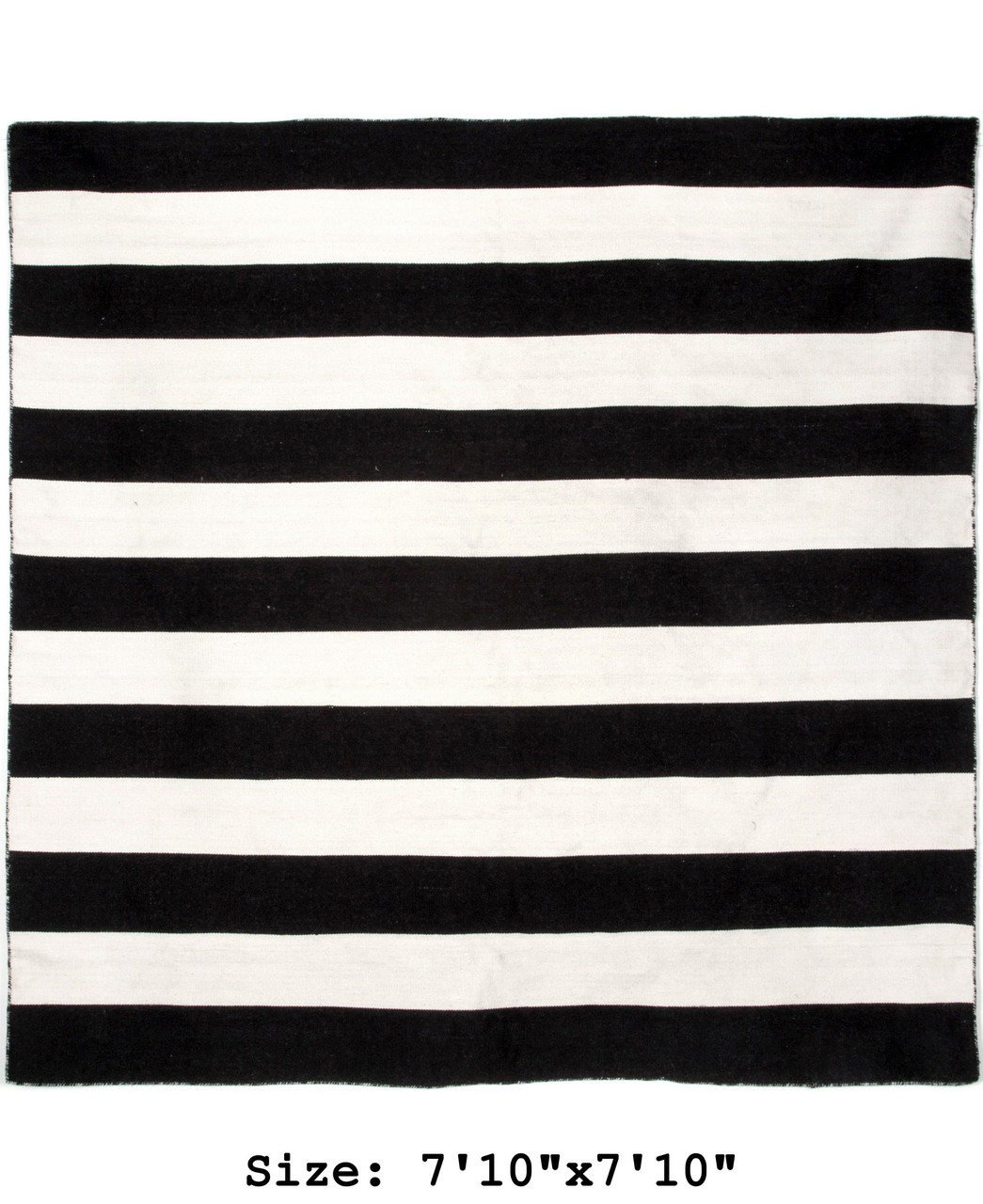 Black Sorrento Rugby Stripe Indoor/Outdoor Rug - Square