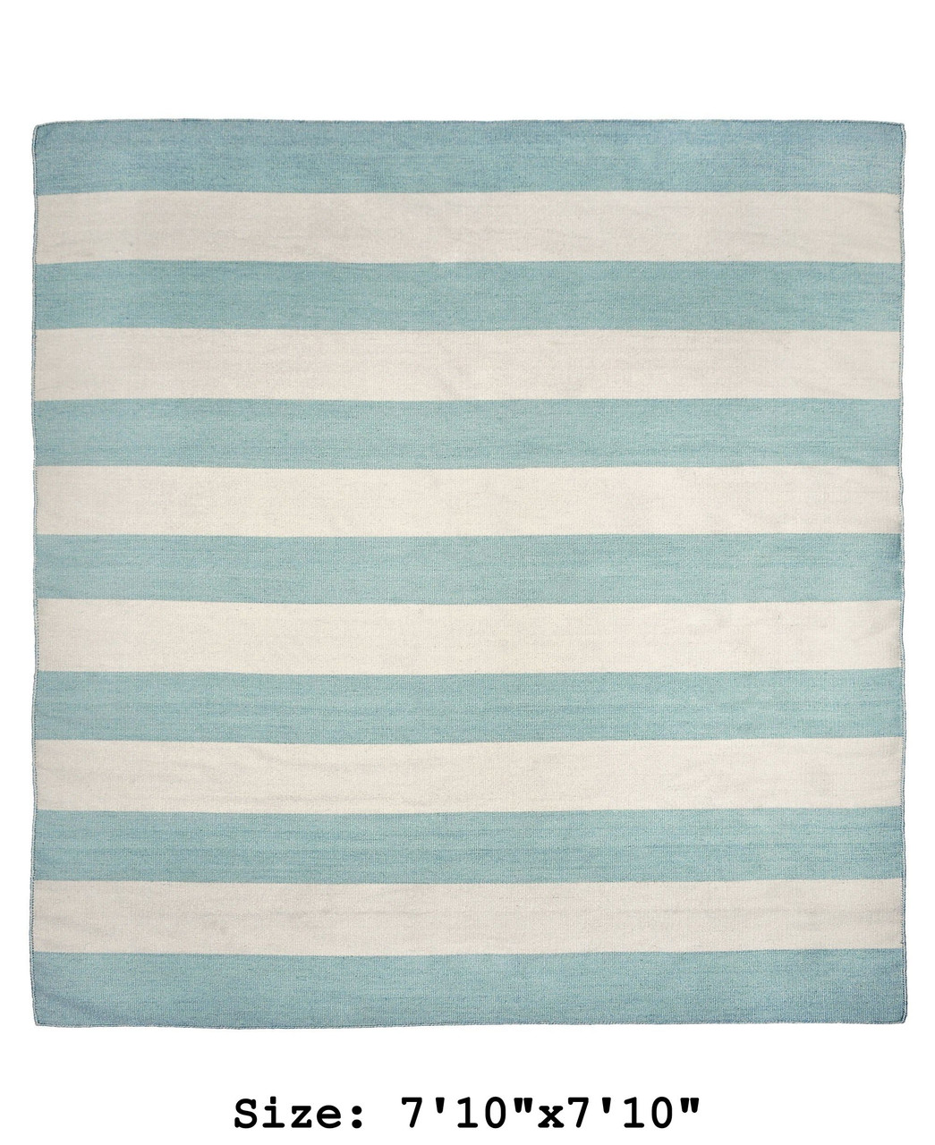 Aqua Sorrento Rugby Stripe Indoor/Outdoor Rug - Square