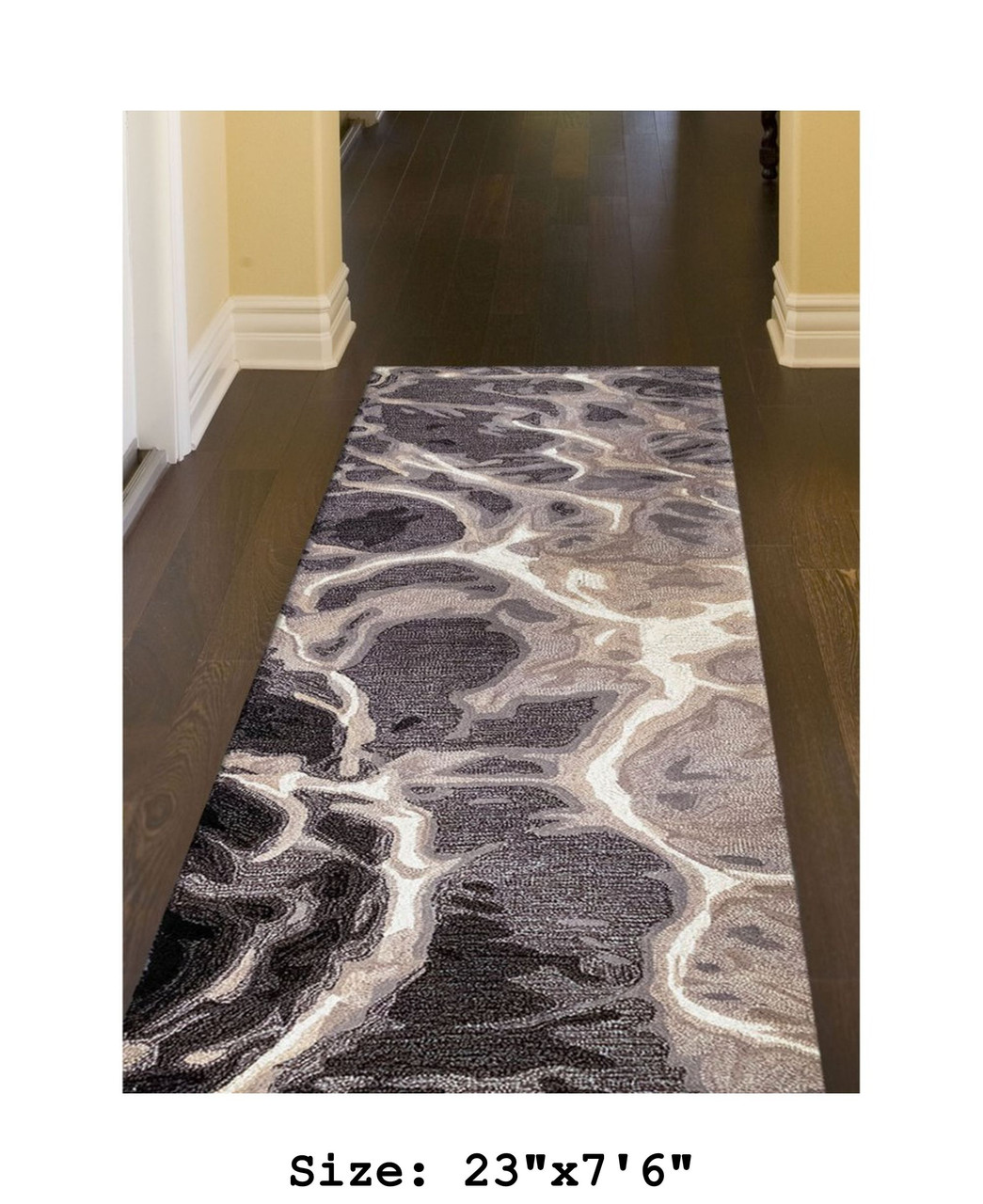 Black and White Corsica Water Indoor Rug - Runner Lifestyle