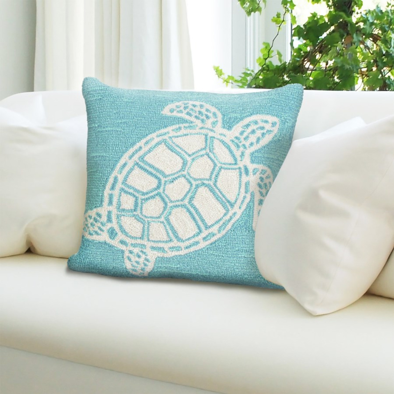 Frontporch Aqua Sea Turtle Indoor/Outdoor Throw Pillow - Lifestyle 2