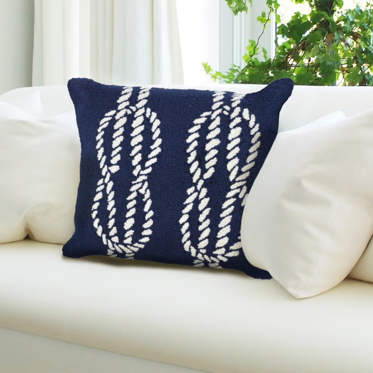 Frontporch Navy Nautical Ropes Indoor/Outdoor Throw Pillow - Lifestyle 2