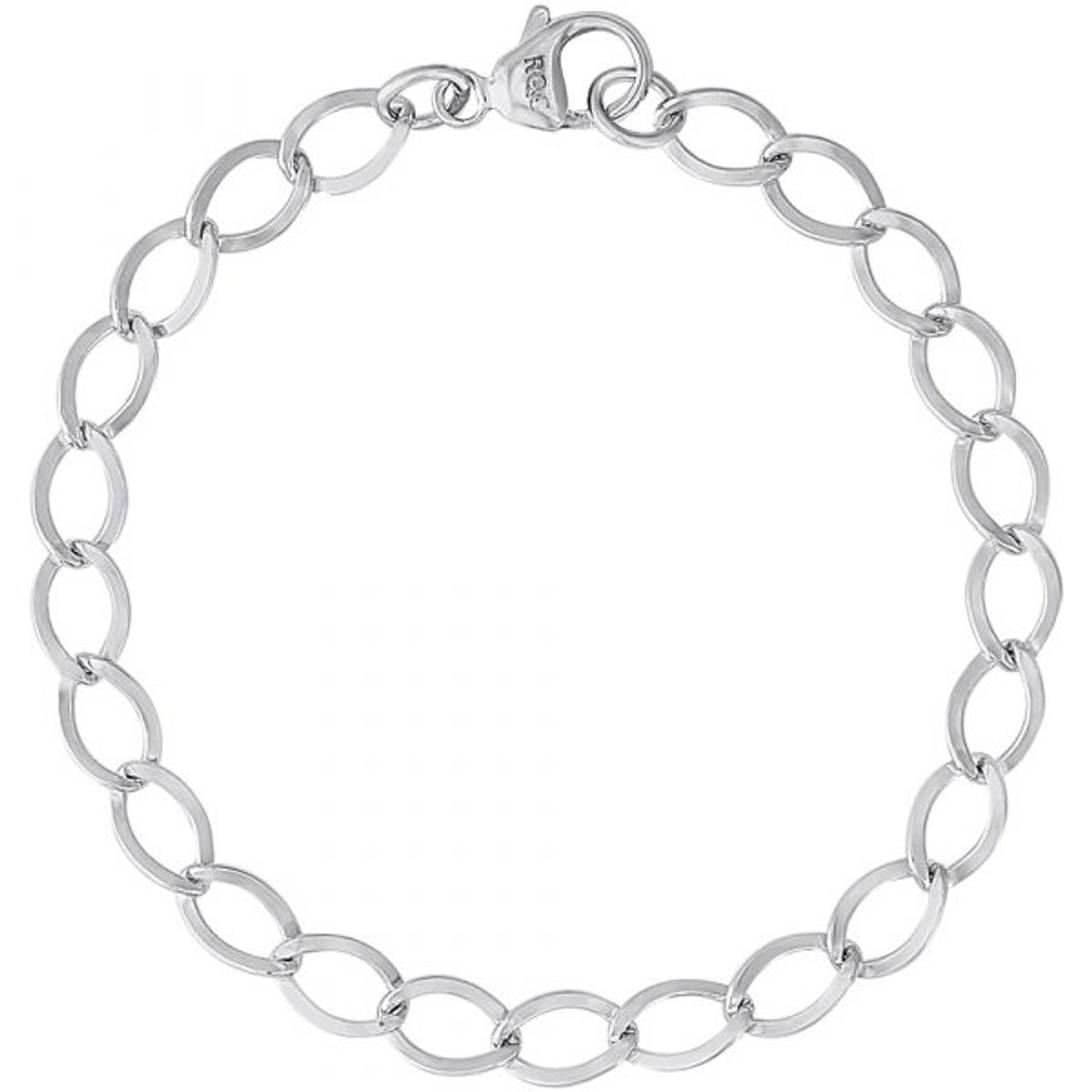 Curb Link Charm Bracelet - 7" or 8" - Sterling Silver or 14k White Gold