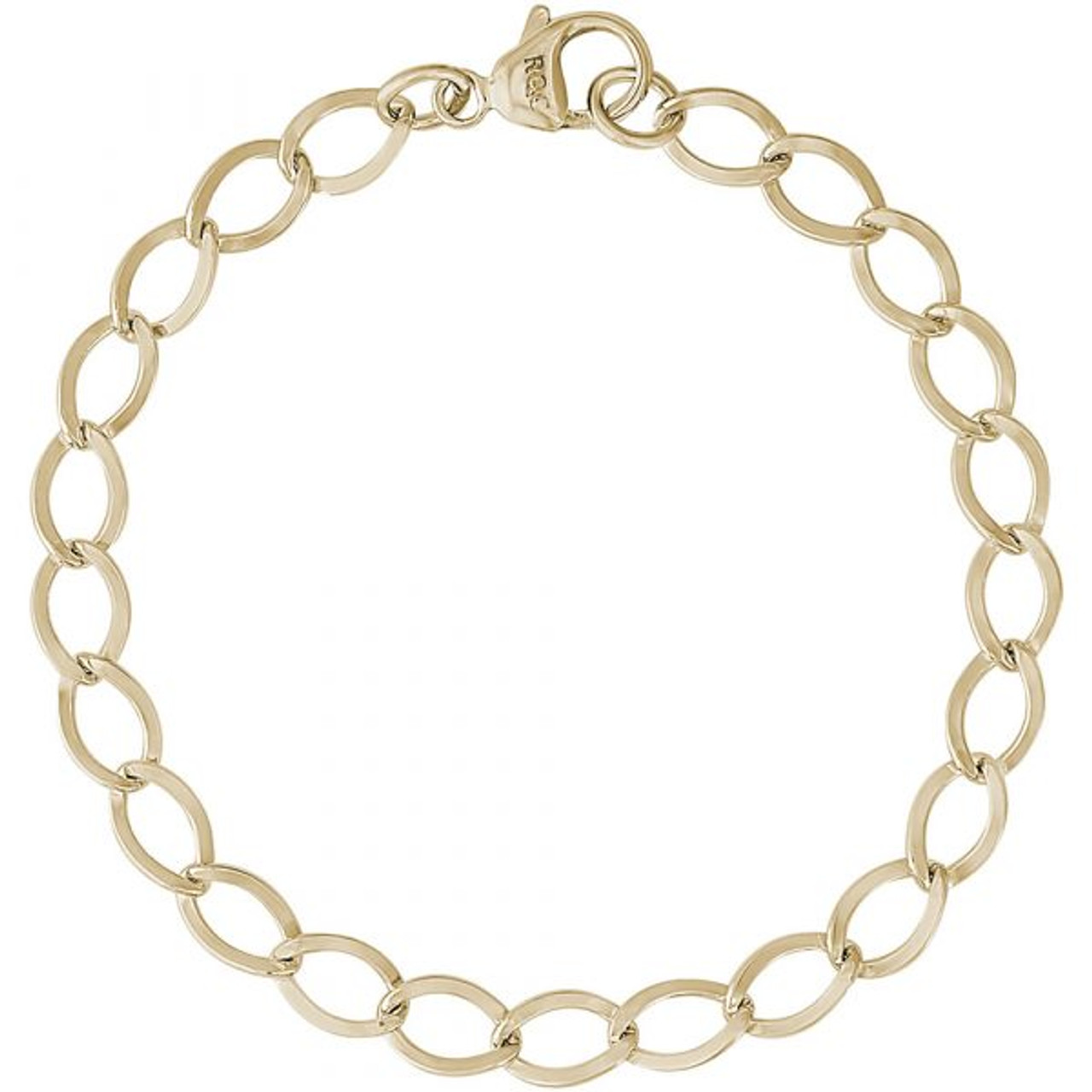 Curb Link Charm Bracelet - 7" or 8" - Gold Plate, 10k Gold, or 14k Gold