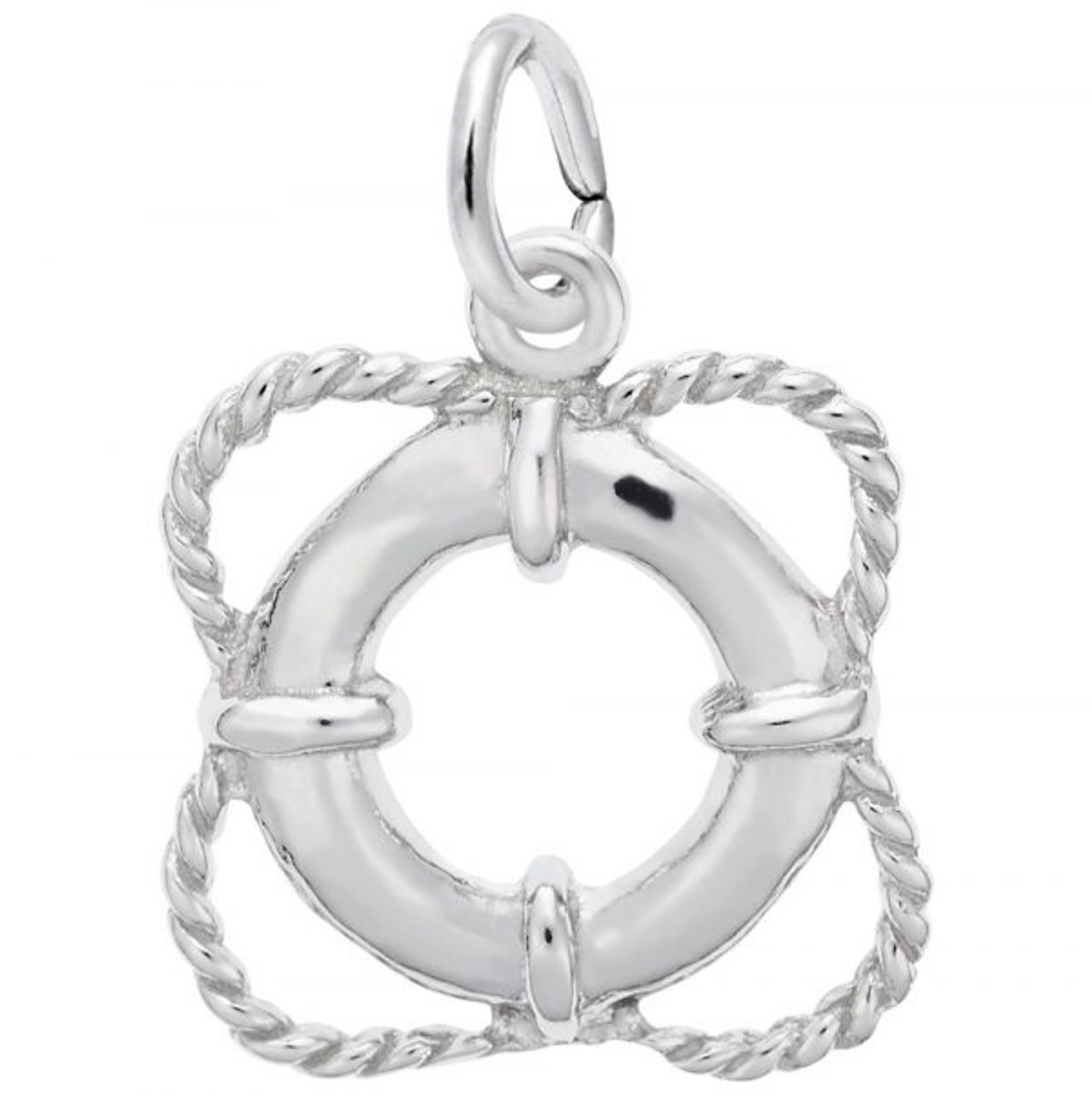 Life Preserver Charm - Sterling Silver and 14k White Gold