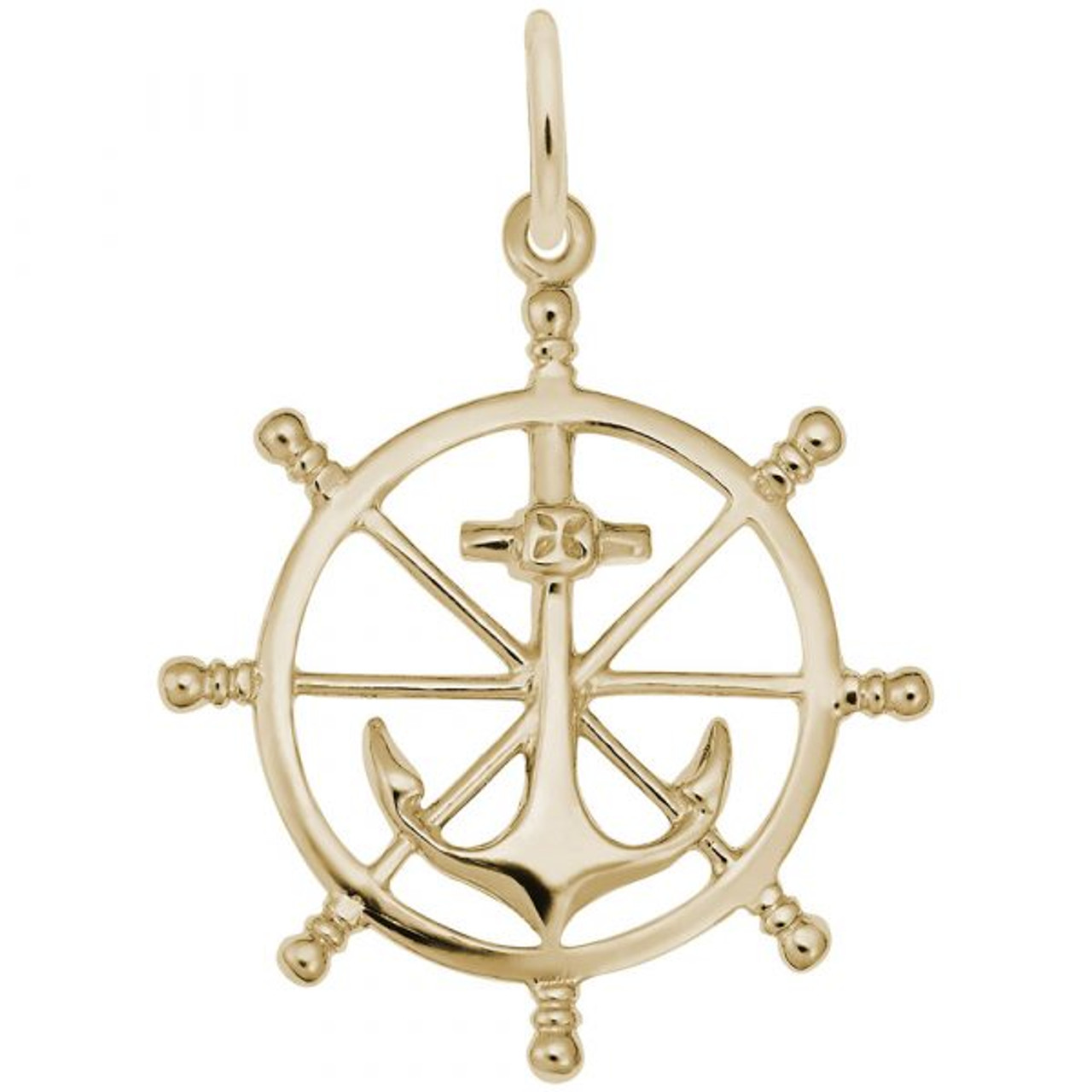 Anchor and Ship Wheel Charm - Gold Plate, 10k Gold, 14k Gold