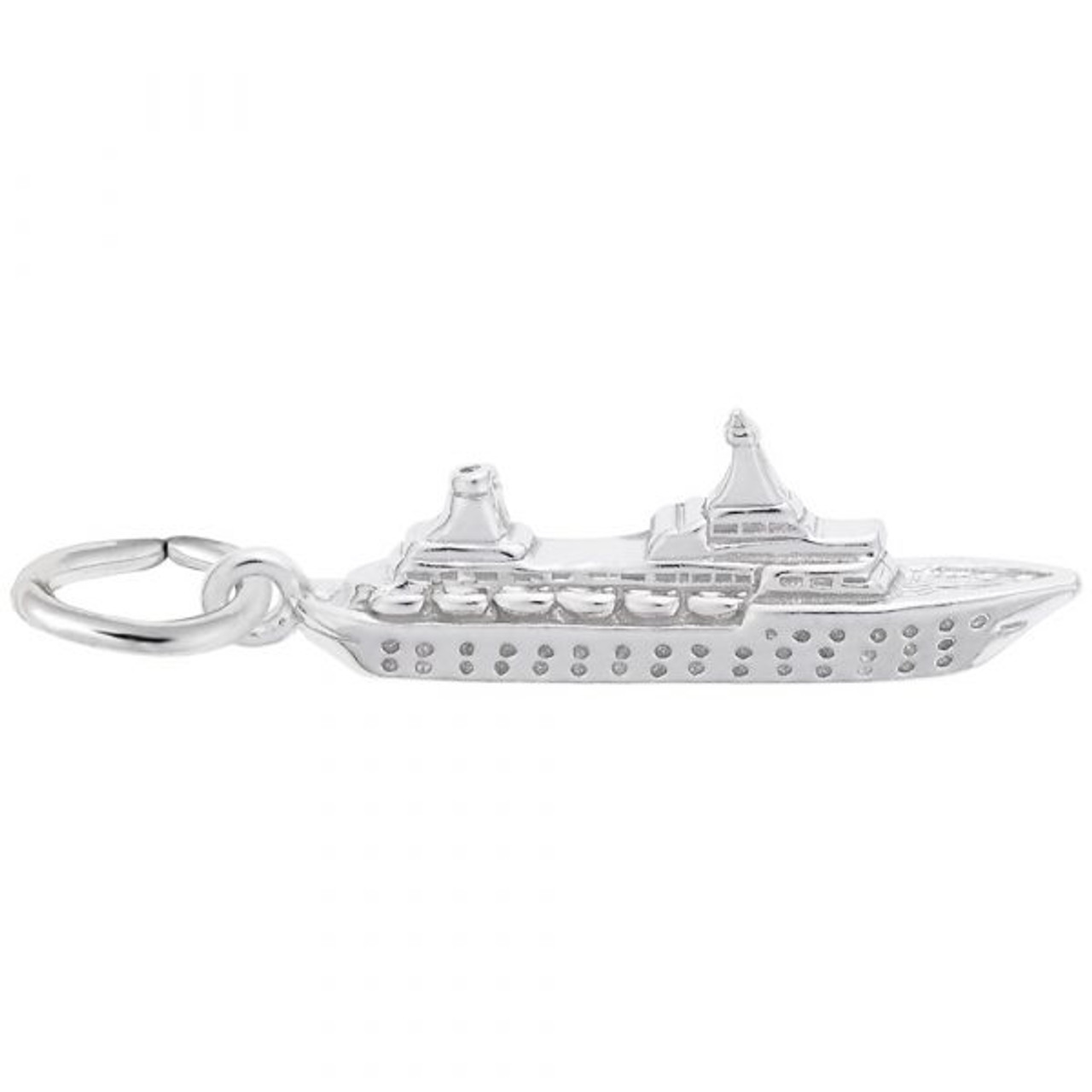 Small Cruise Ship Charm - Sterling Silver and 14k White Gold