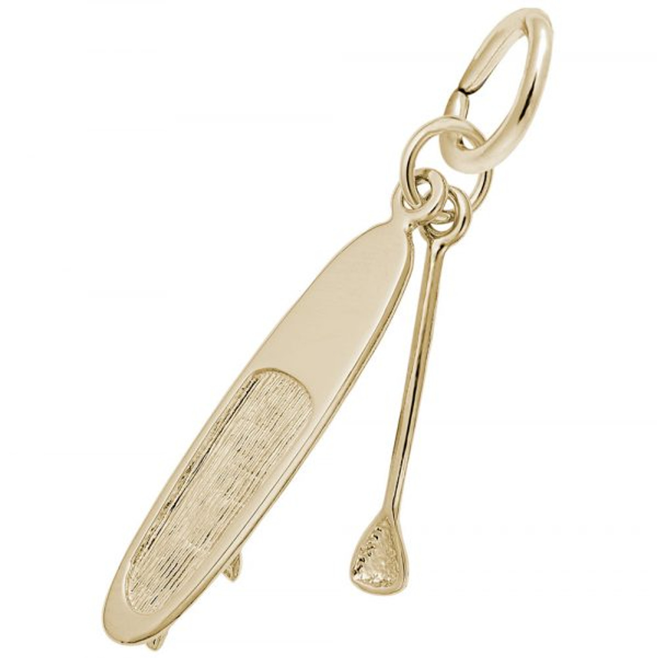 SUP Board and Paddle Charm - Gold Plate, 10k Gold, 14k Gold