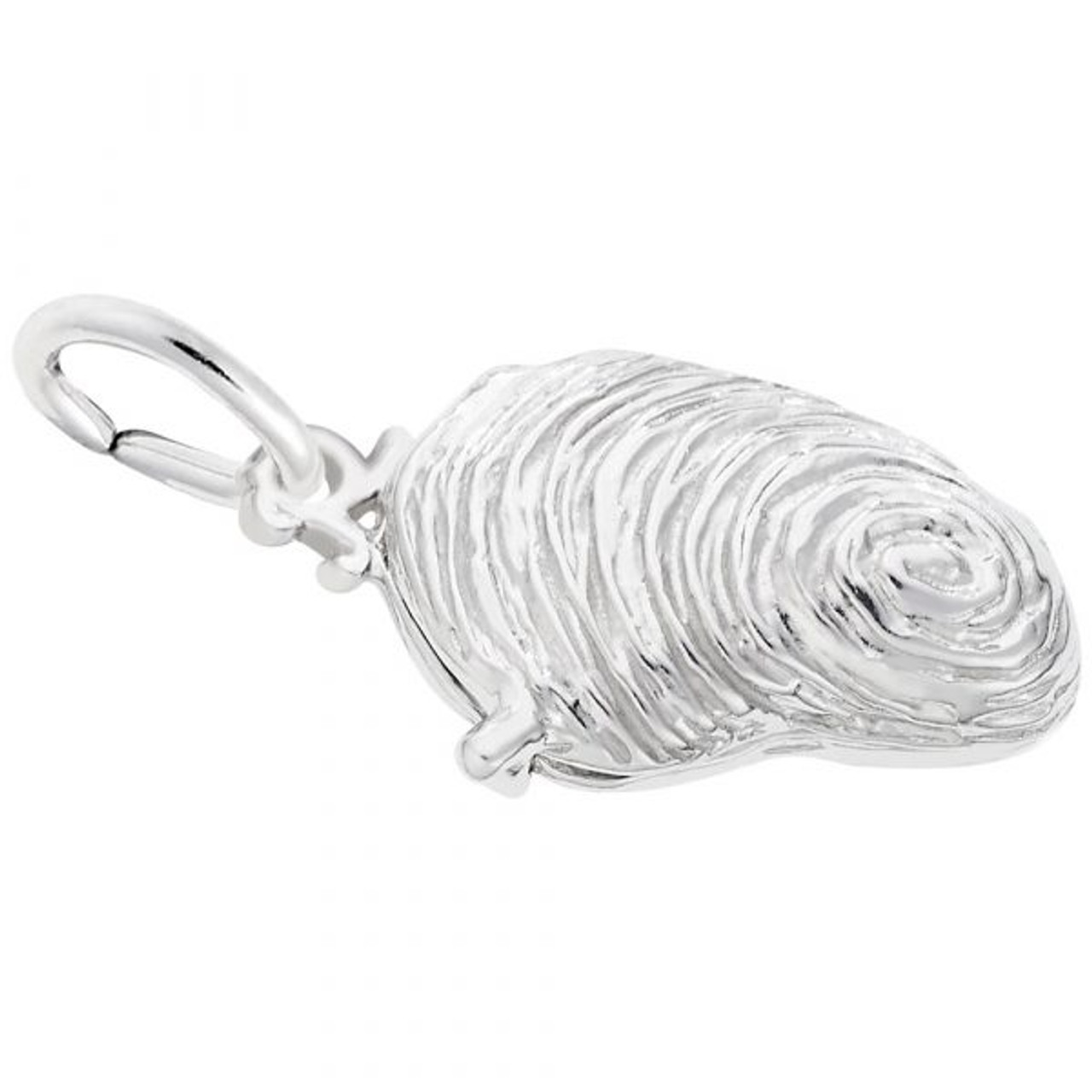 Opening Oyster Shell with Pearl Charm - Closed - Sterling Silver and 14k White Gold