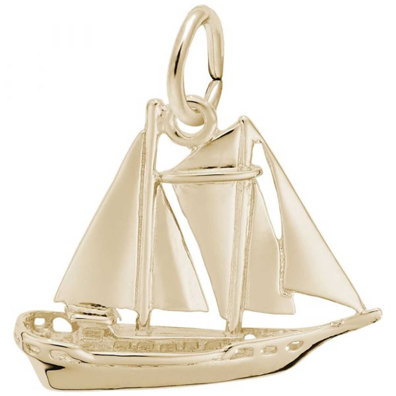 Schooner Sailboat Charm - Gold Plate, 10k Gold, 14k Gold