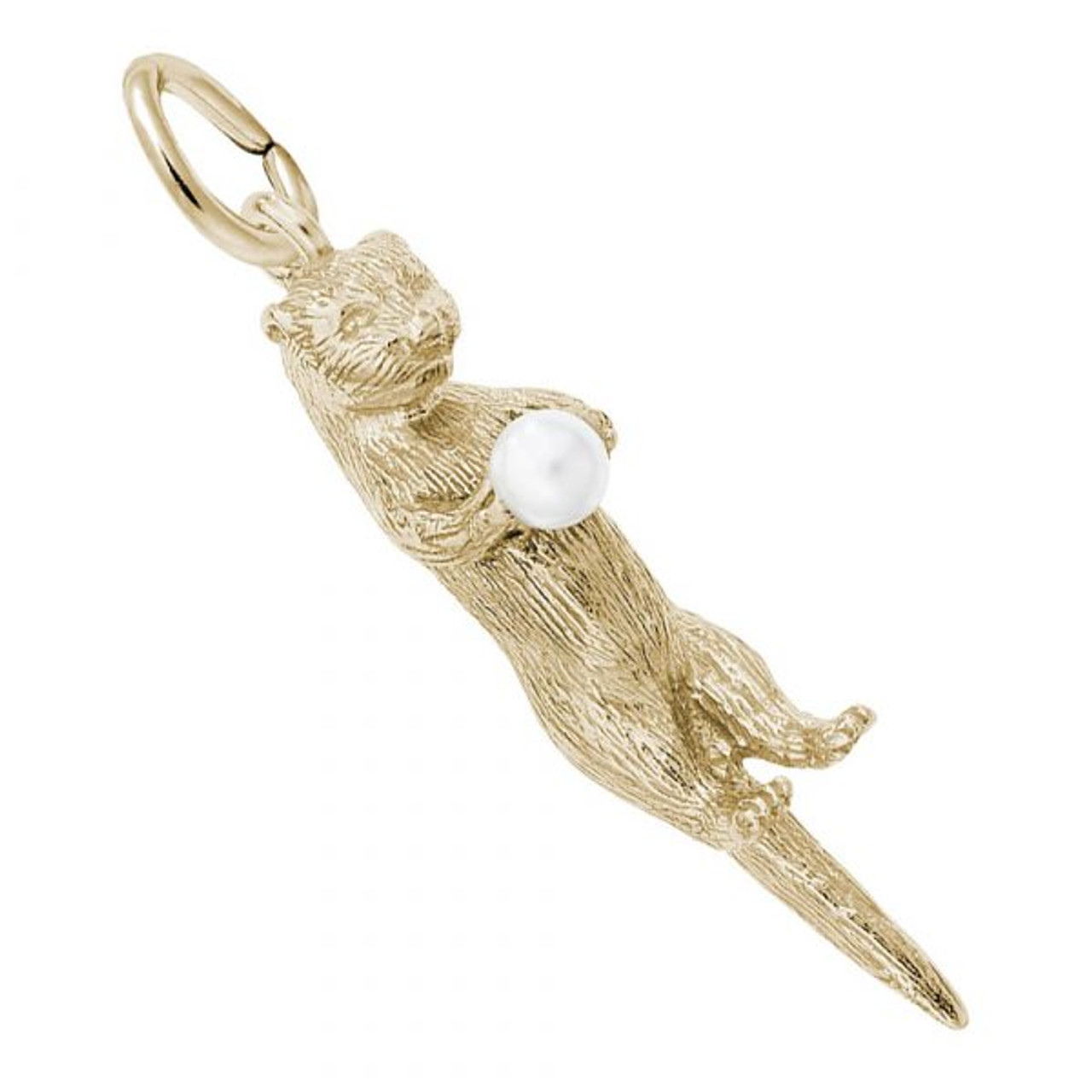 Sea Otter with Pearl Charm - Gold Plate, 10k Gold, 14k Gold