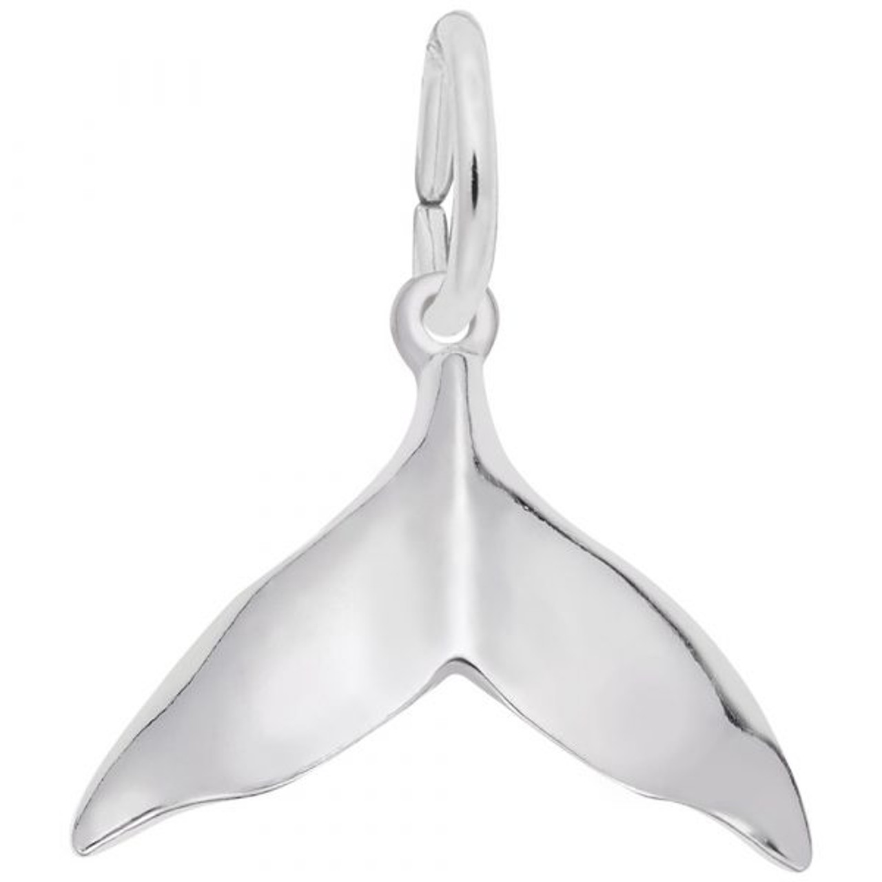 Humpback Whale Tail Charm - Sterling Silver and 14k White Gold
