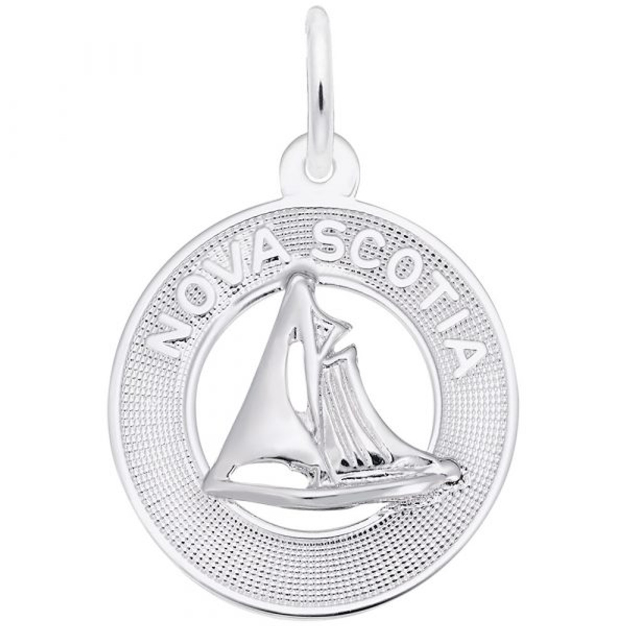 Nova Scotia Sailboat Ring Charm -Sterling Silver and 14k White Gold