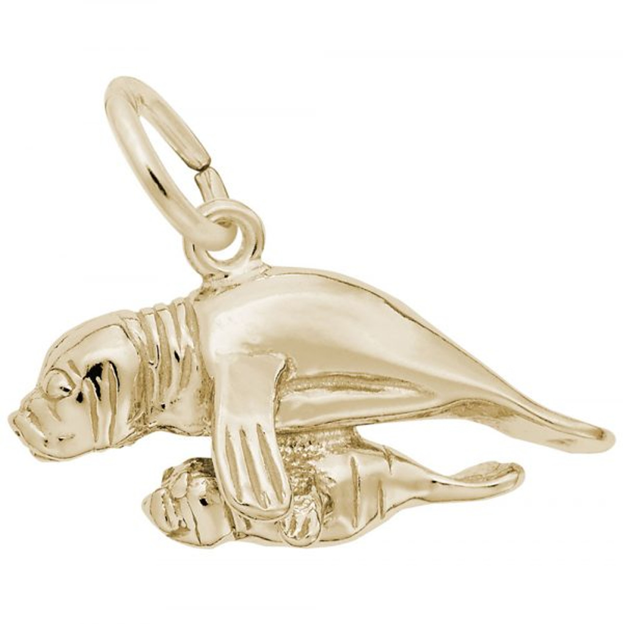 Manatee with Calf Charm - Gold Plate, 10k Gold, 14k Gold