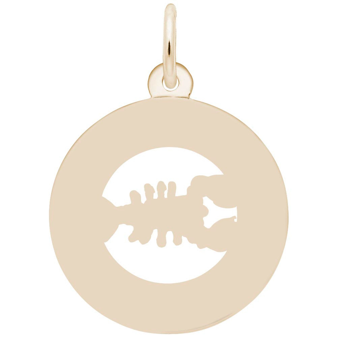 Boston Lobster Ring Charm - Engraveable Backside - Gold Plate, 10k Gold, 14k Gold