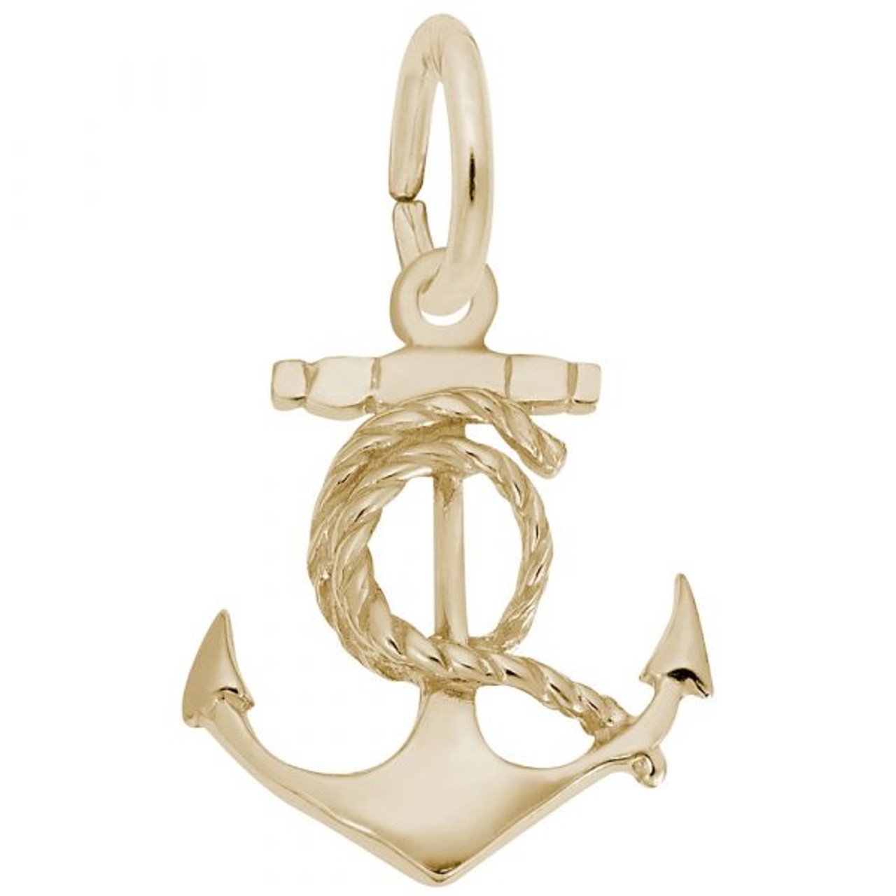 Ship Anchor with Rope Charm - Gold Plate, 10k Gold, 14k Gold