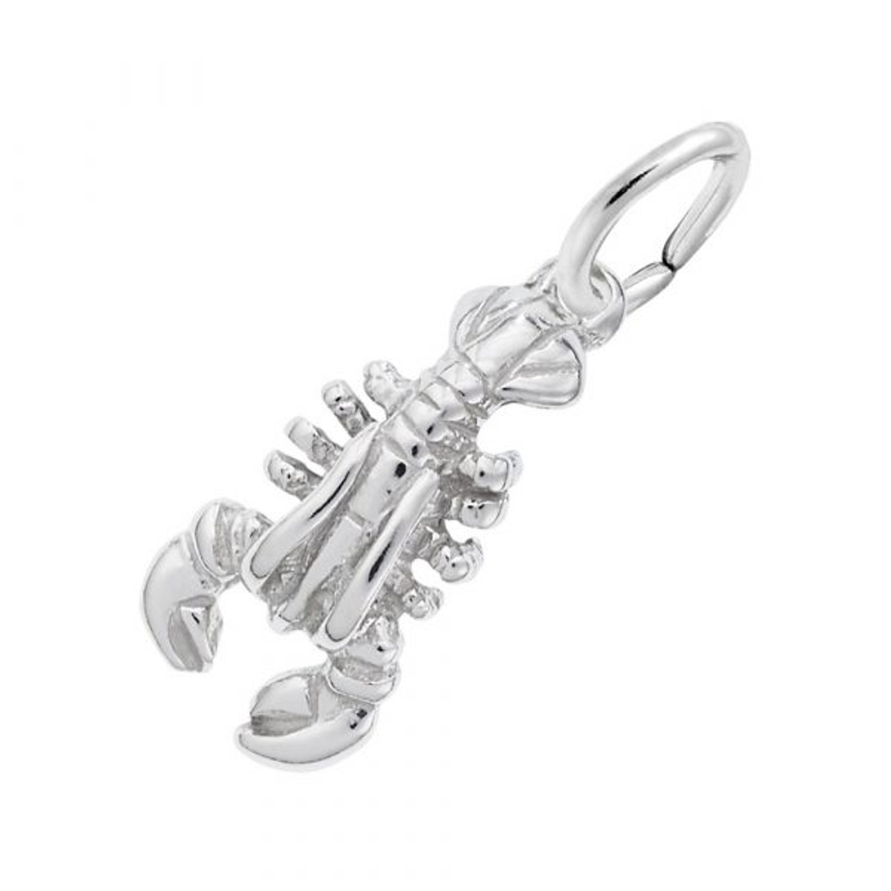 Lobster Accent Charm - Sterling Silver and 14k White Gold