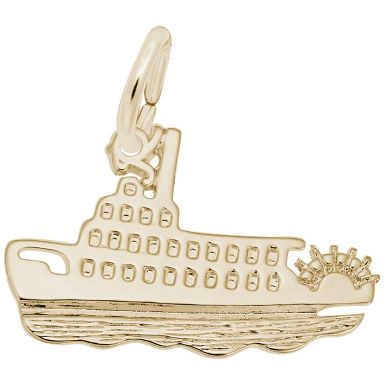 Riverboat Charm - Gold Plate, 10k Gold, 14k Gold - Optional Engraving