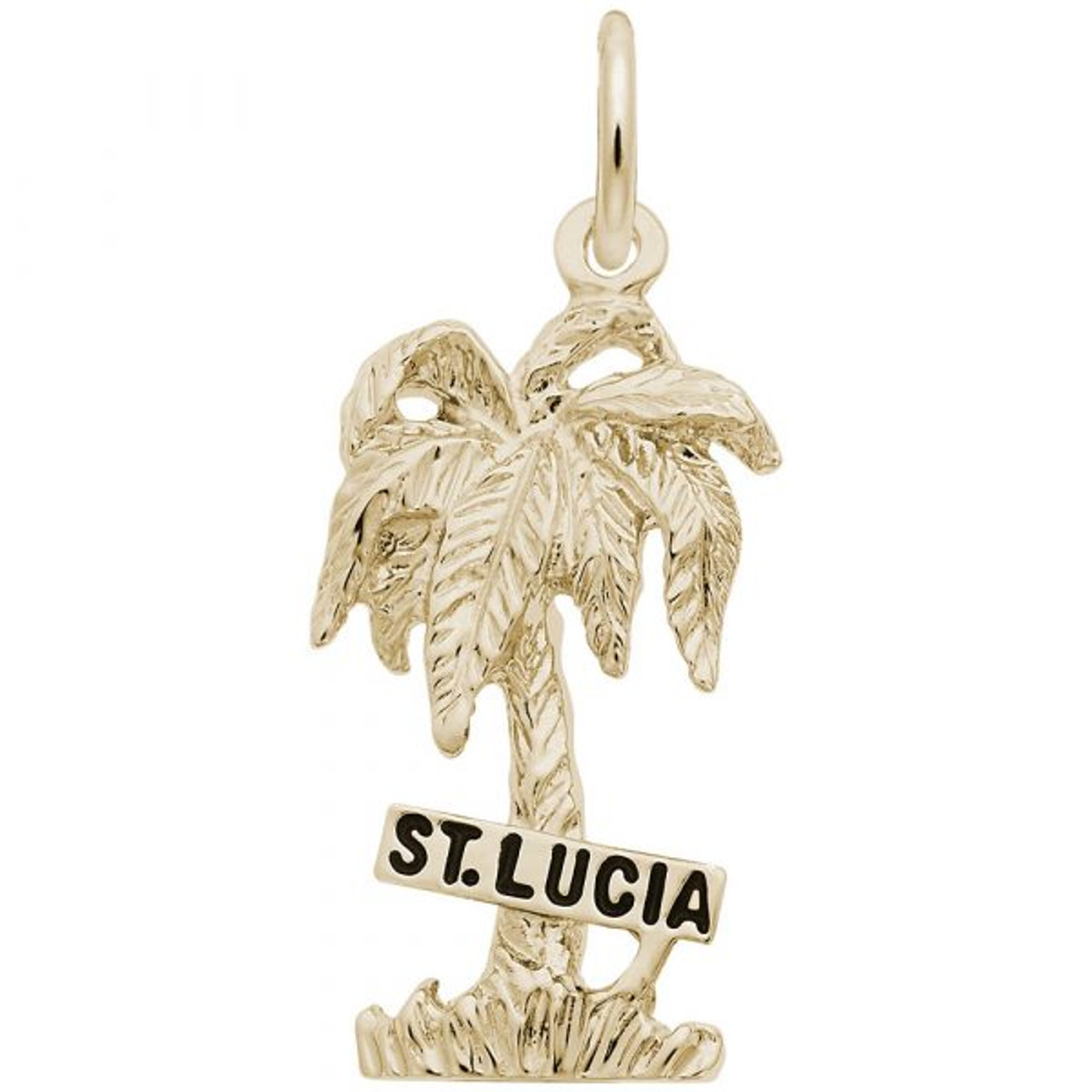 "St. Lucia" Palm Tree Charm - Gold Plate, 10k Gold, 14k Gold