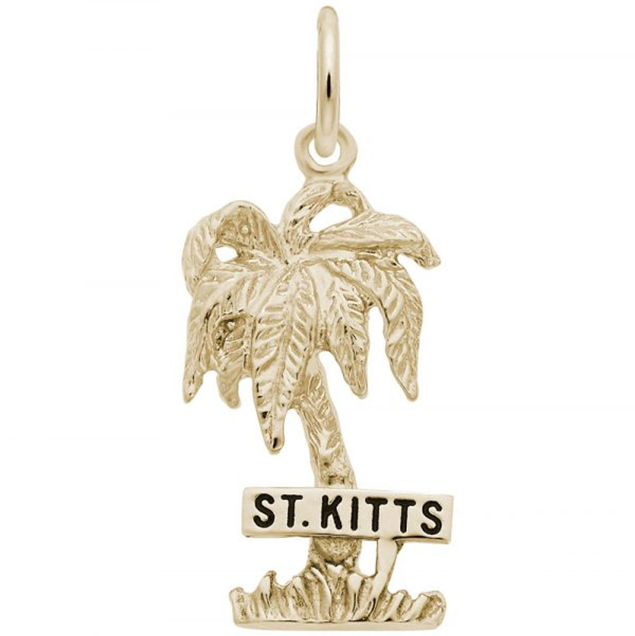 "St. Kitts" Palm Tree Charm - Gold Plate, 10k Gold, 14k Gold