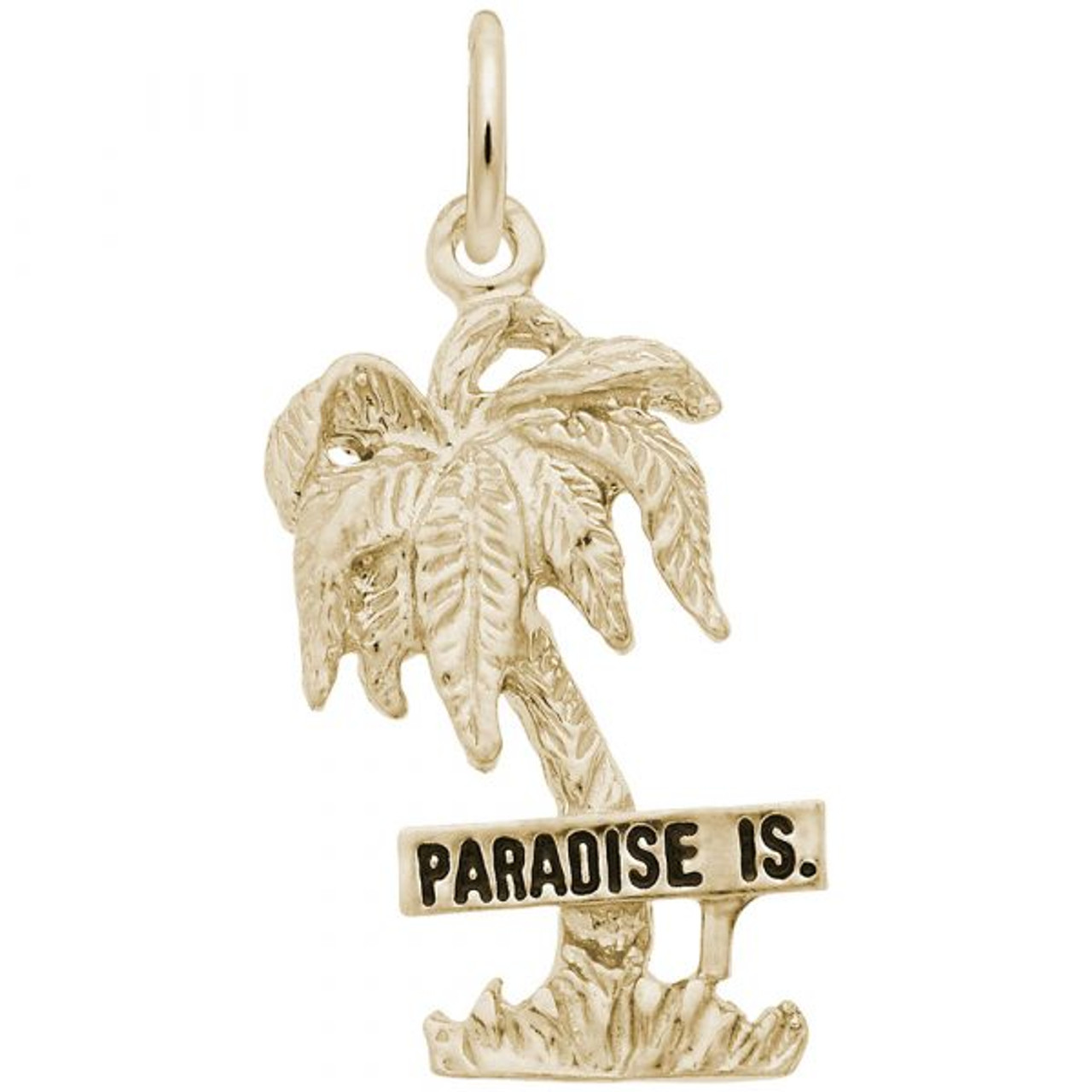 "Paradise Island" Palm Tree Charm - Gold Plate, 10k Gold, 14k Gold