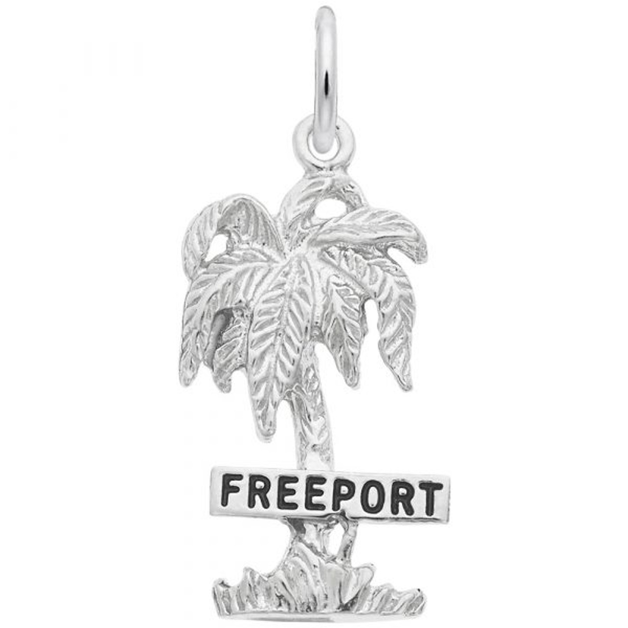 "Freeport" Palm Tree Charm - Sterling Silver and 14k White Gold