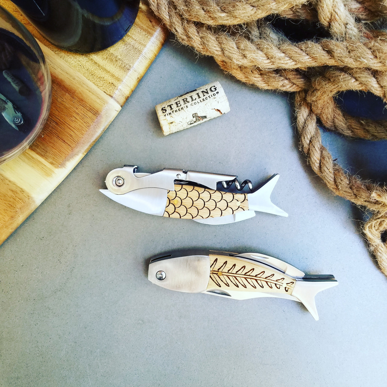 Coastal Double Pull Corkscrew Wine Opener | Design/Engraving Options