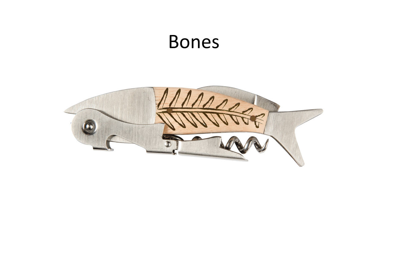 Coastal Double Pull Corkscrew Wine Opener – Choose Your Design – Optional Custom Engraving - Fish Bones