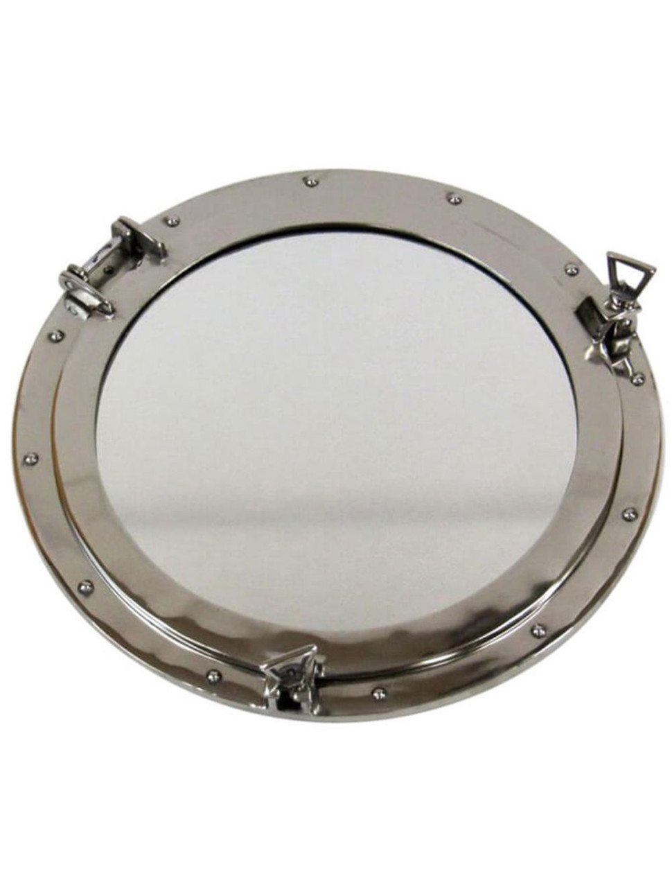 Aluminum Chrome Finish Porthole Mirror 15"