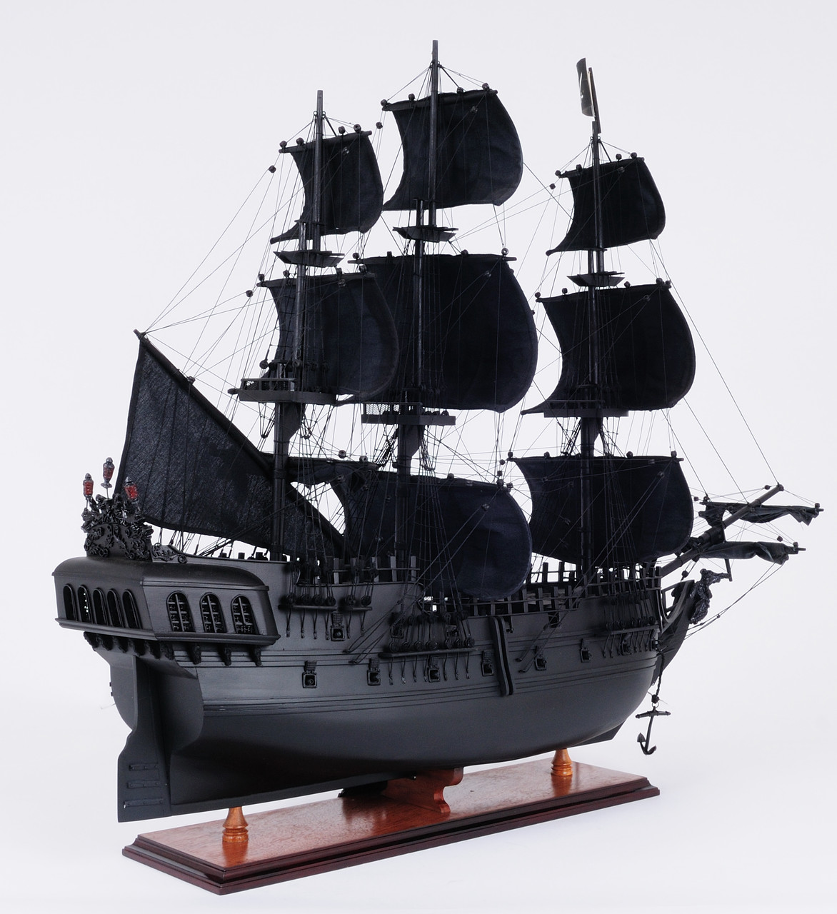 Black Pearl Pirate Model Ship - 29" w/ Table Top Display Case - Optional Personalized Plaque