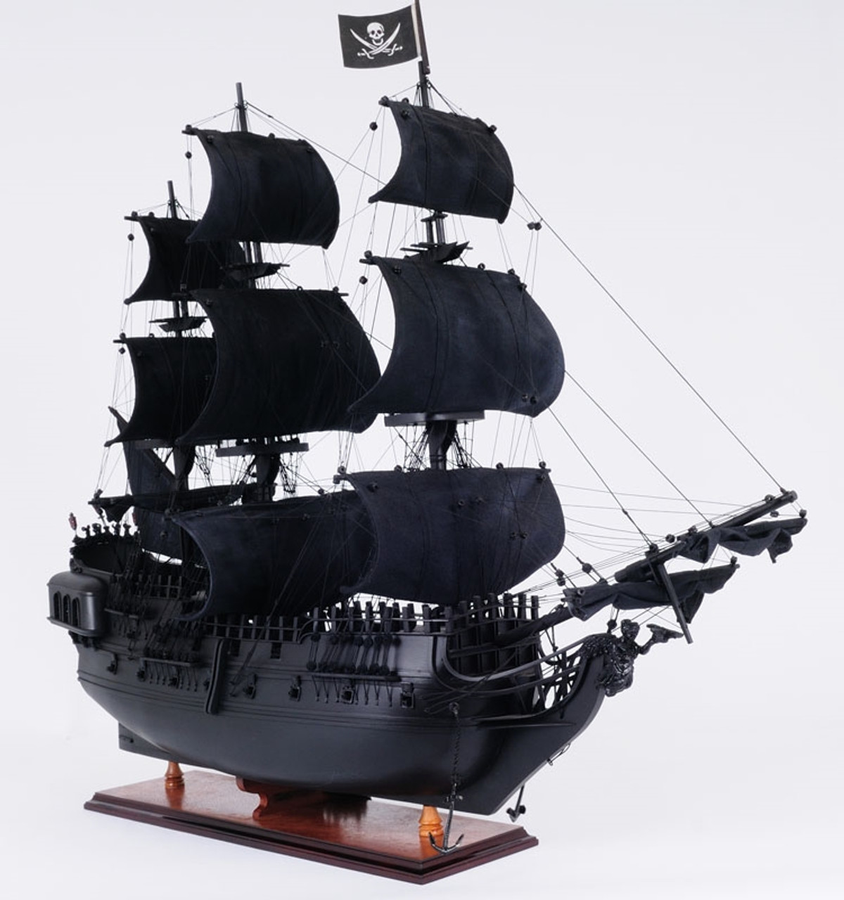 Black Pearl Pirate Model Ship - 24" w/ Front Open Display Case - Optional Personalized Plaque