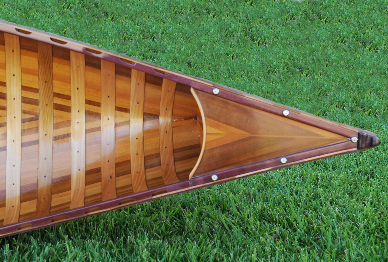 Red Wooden Canoe w/ Ribs and Curved Bow - 9.75'