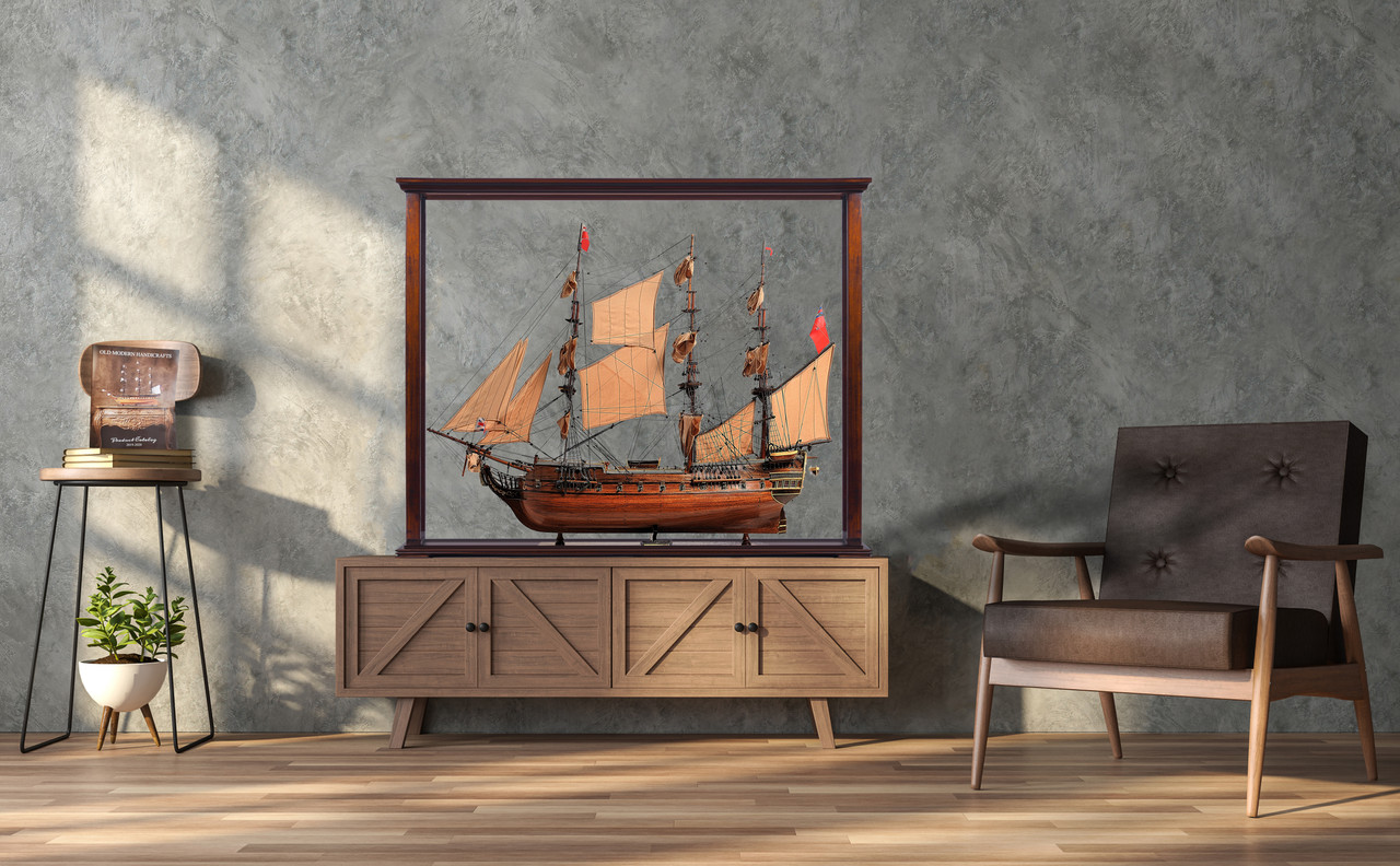 Display Case for Small to Midsize Tall Ship - Classic Brown (P095)