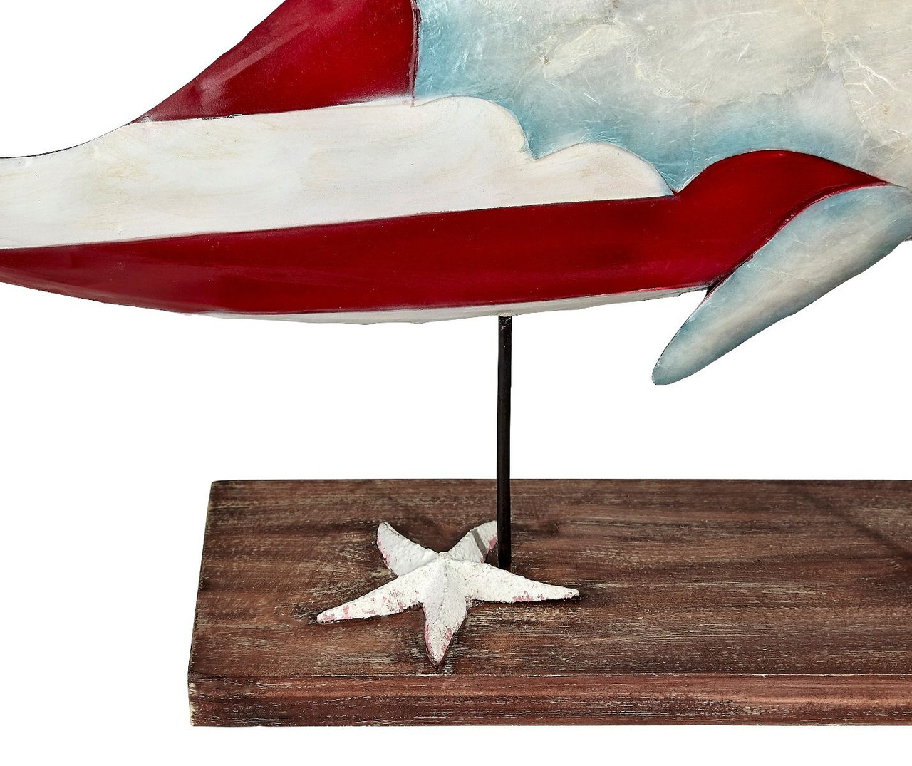 Whale on Stand - Patriotic - Metal & Capiz