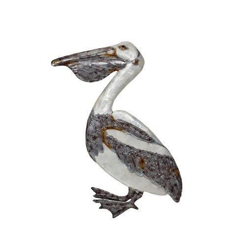 White Elegance Pelican Wall Art Metal & Capiz Art
