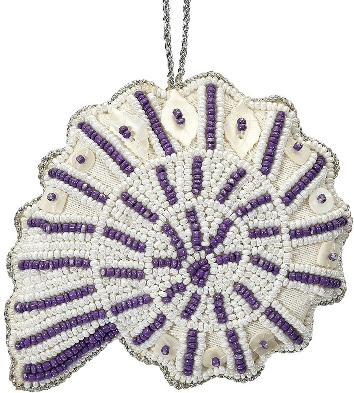 Nautilus Mother of Pearl & Beads Ornament - Purple