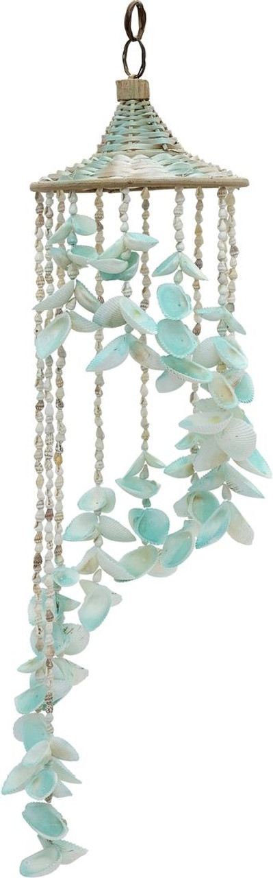 Colorful Seashell and Rattan Hat Wind Chime - 24" - Set of 2