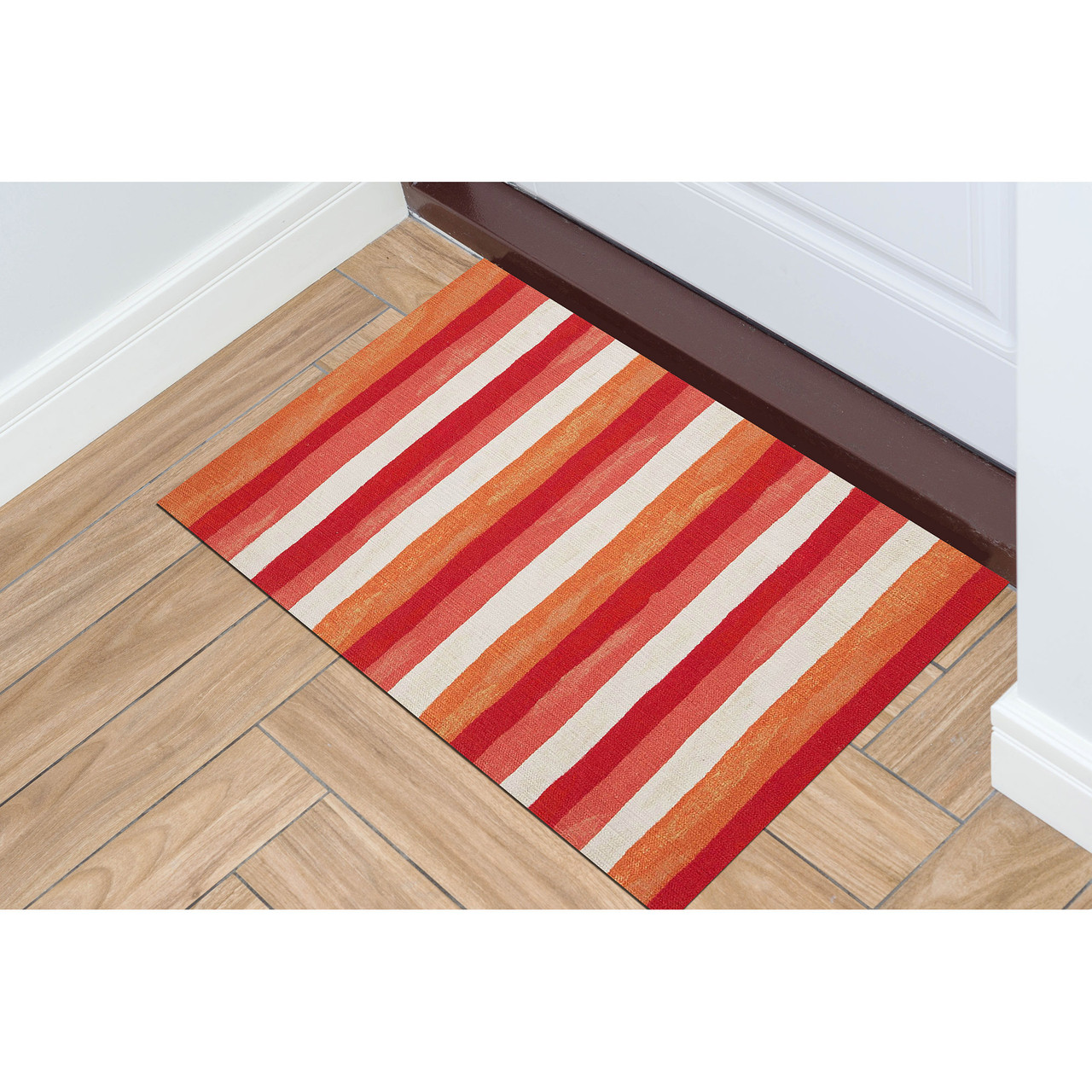 Visions II Painted Stripes Indoor/Outdoor Rug - Warm - 5 Sizes